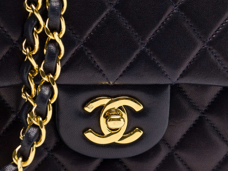 Chanel Black Lambskin Leather Medium Double Flap Bag 1