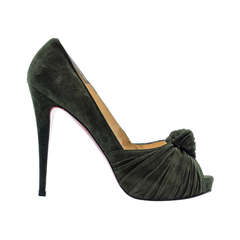 Christian Louboutin Lady Gres Olive Green Suede Heels