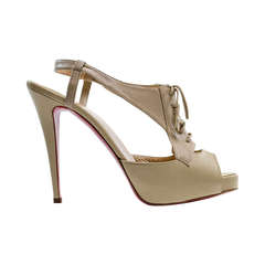New Christian Louboutin Sometimes Beige Lace Up Leather Booties