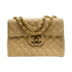 Chanel Vintage Straw Jumbo Flap Bag