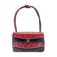 Chanel Vintage Red & Black Colorblocked Flap Bag