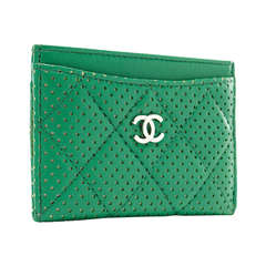 Chanel Perforated Lambksin Leather Credit Card Holder