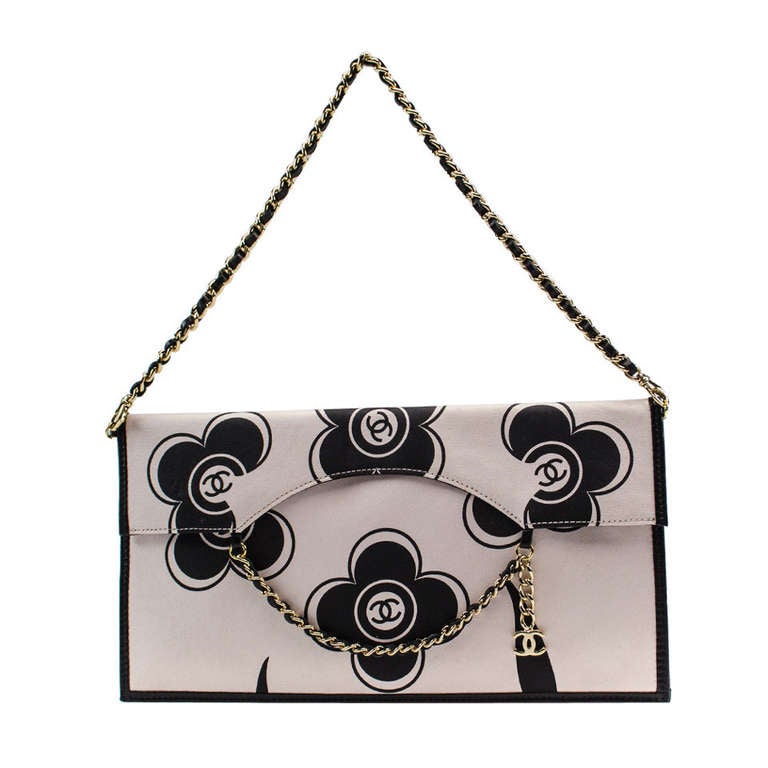 Chanel Camellia Flower Clutch Wristlet Bag For Sale