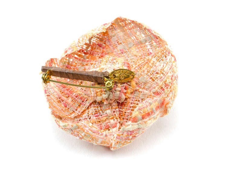 Chanel Tweed Camellia Floral Brooch