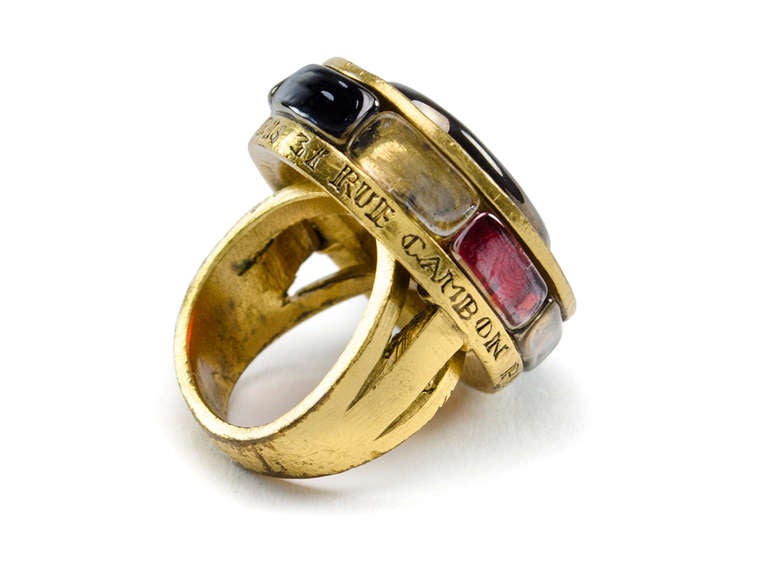 Chanel Poured Glass Cocktail Ring In Excellent Condition For Sale In San Diego, CA