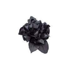 Chanel Black Silk Rosette Brooch