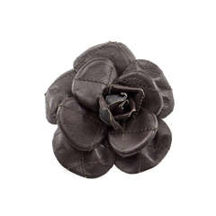 Chanel Quilted Leather Camellia Brooch