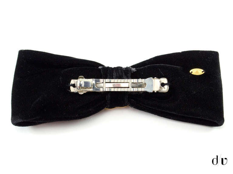 Chanel Vintage Black Velvet Hair Clip