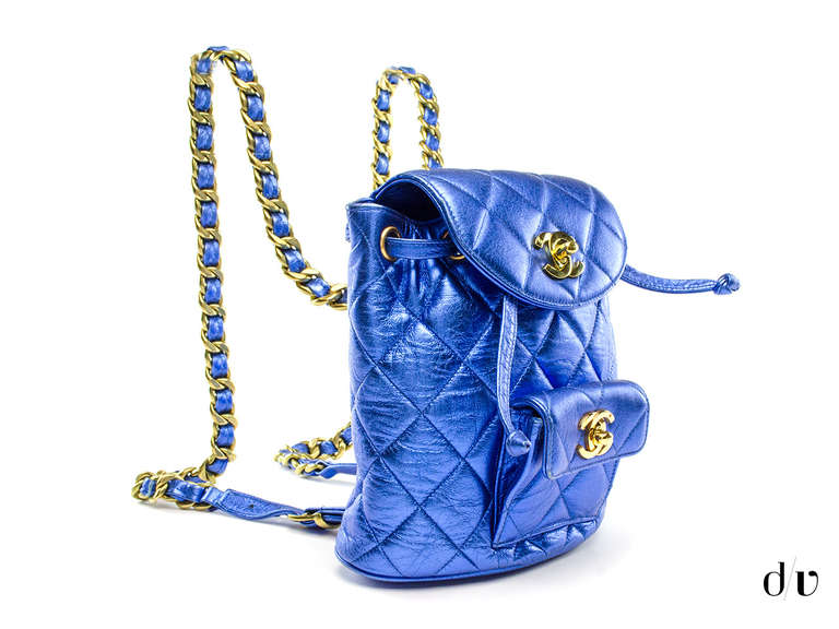 chanel blue backpack