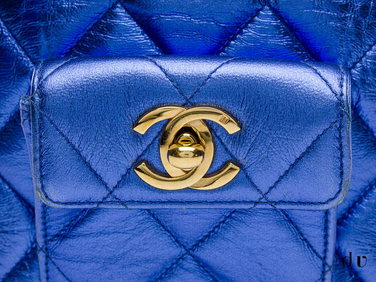 Women's Chanel Vintage Metallic Blue Mini Backpack