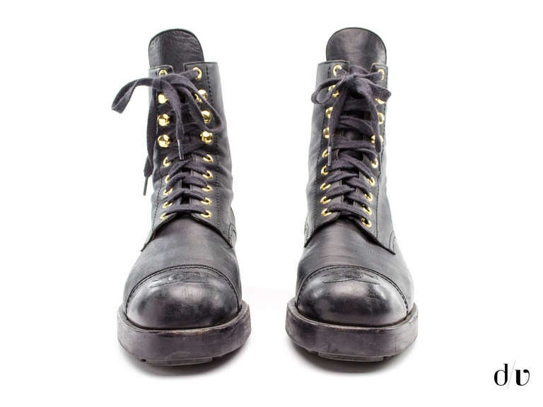 Chanel Vintage Combat Boots In Excellent Condition In San Diego, CA