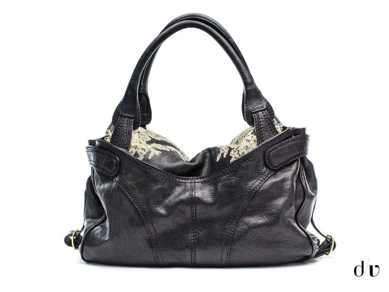Valentino Black Leather & Lace Hobo In Excellent Condition In San Diego, CA
