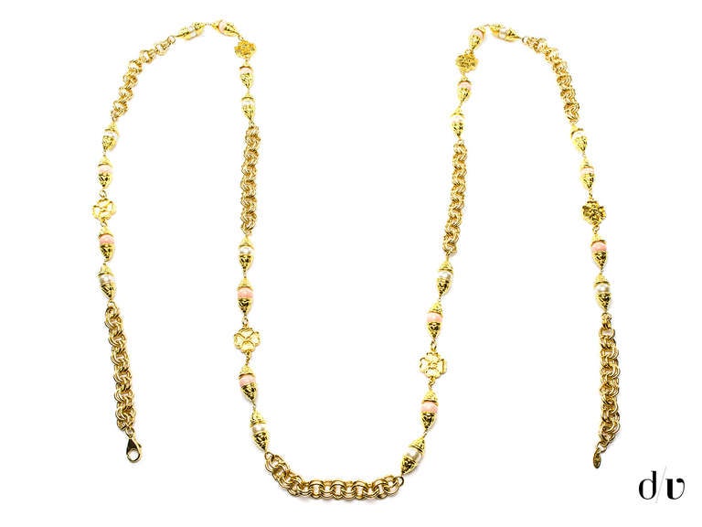 Chanel Vintage Filigree Pink Necklace