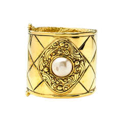 Vintage Chanel Quilted Pearl Cuff