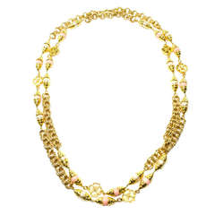 Chanel Vintage Filigree Pink Necklace