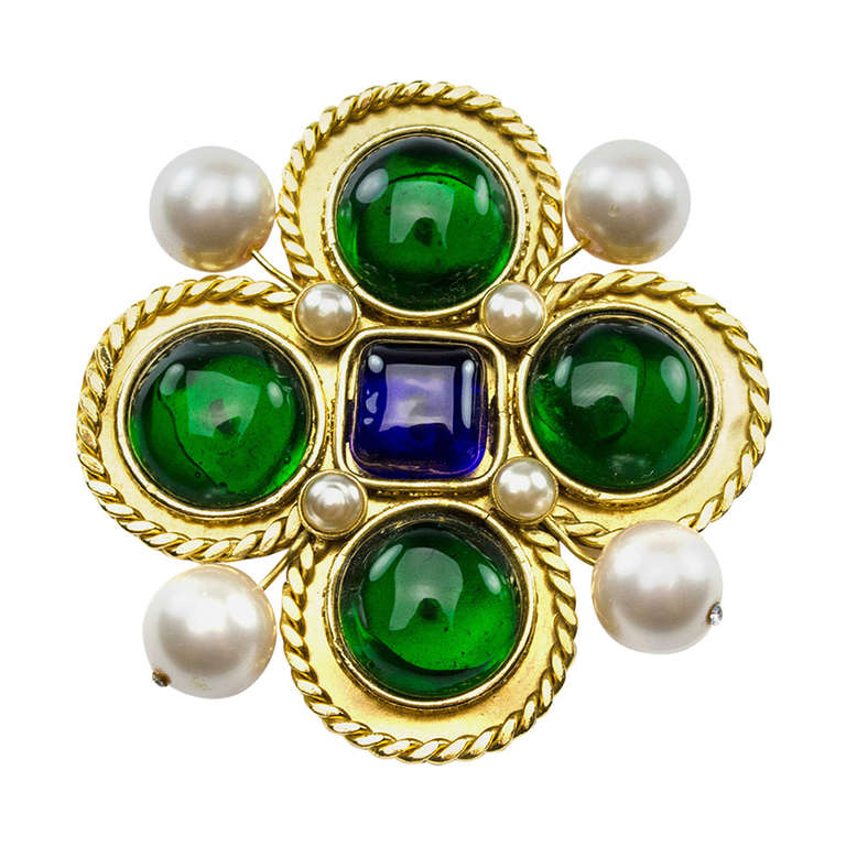 Chanel Vintage Poured Glass Season 25 Brooch For Sale