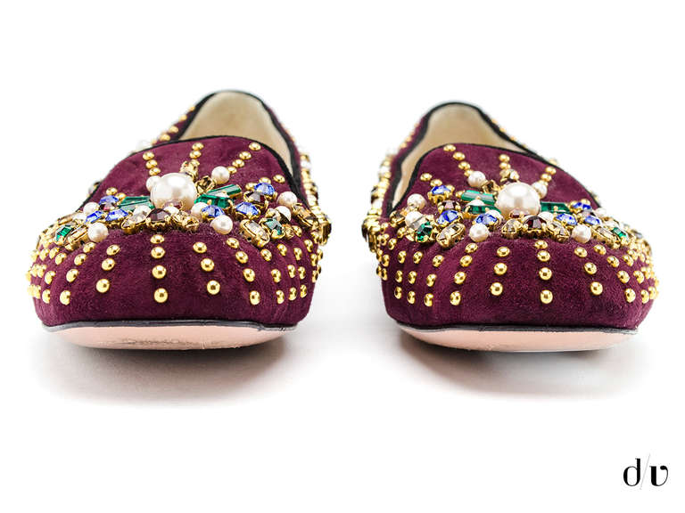 Prada Jeweled Smoking Slippers In Excellent Condition For Sale In San Diego, CA