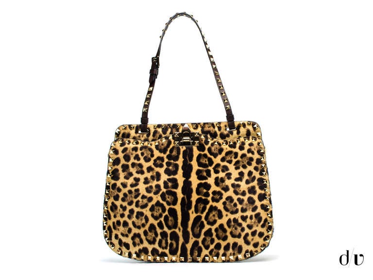 Women's Valentino Garavani Leopard Rockstud Shoulder Bag For Sale