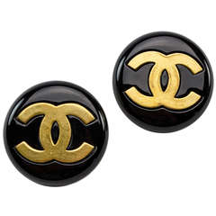 Chanel Oversized Round CC Earrings