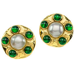 Chanel Vintage Pearl & Gripoix Earrings