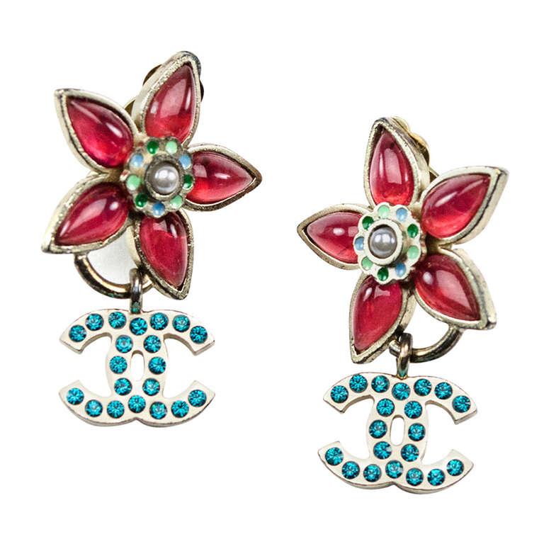 Chanel Rare Floral Earrings For Sale