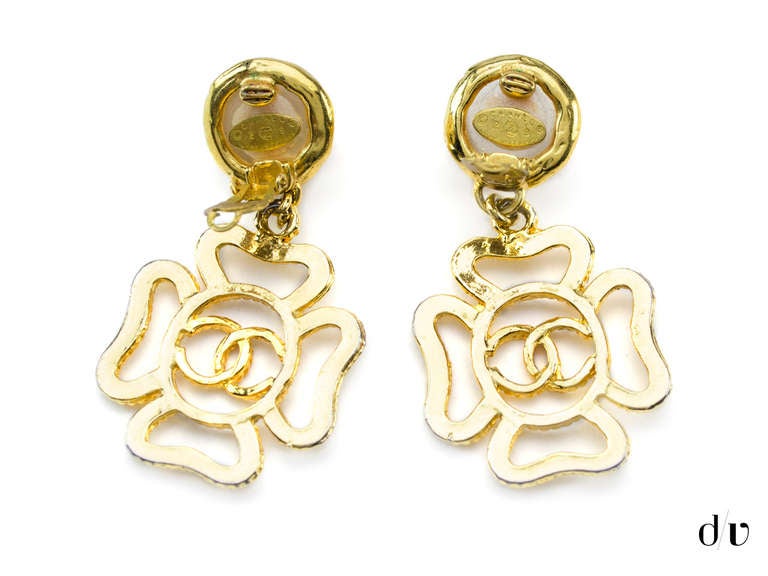 Chanel Vintage Four Leaf Clover Earrings