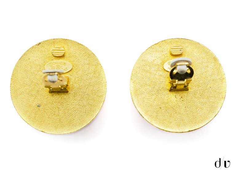 Chanel Pink Logo Button Earrings