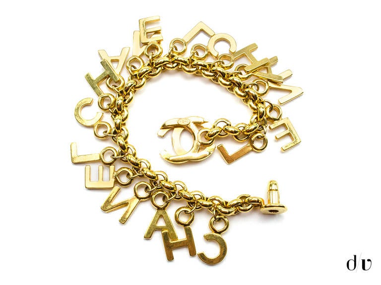 Ultra Rare Chanel Vintage Turnlock Alphabet Bracelet