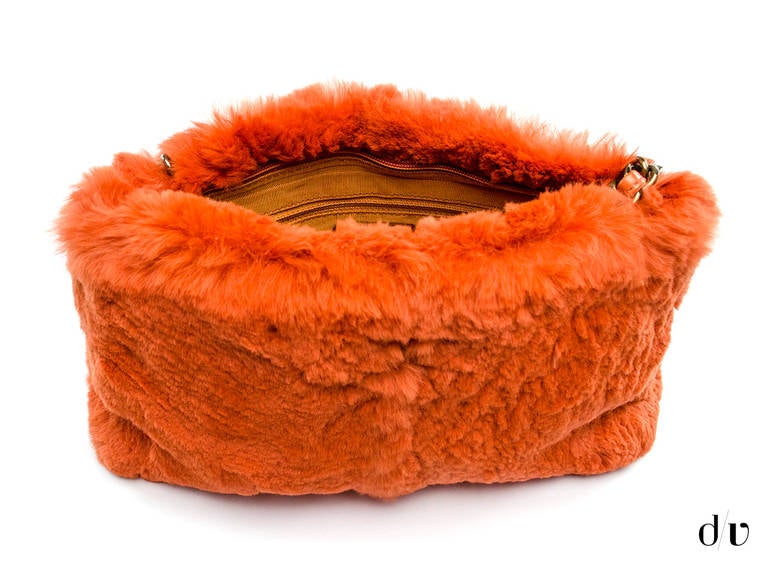 Chanel Orange Fur Bag