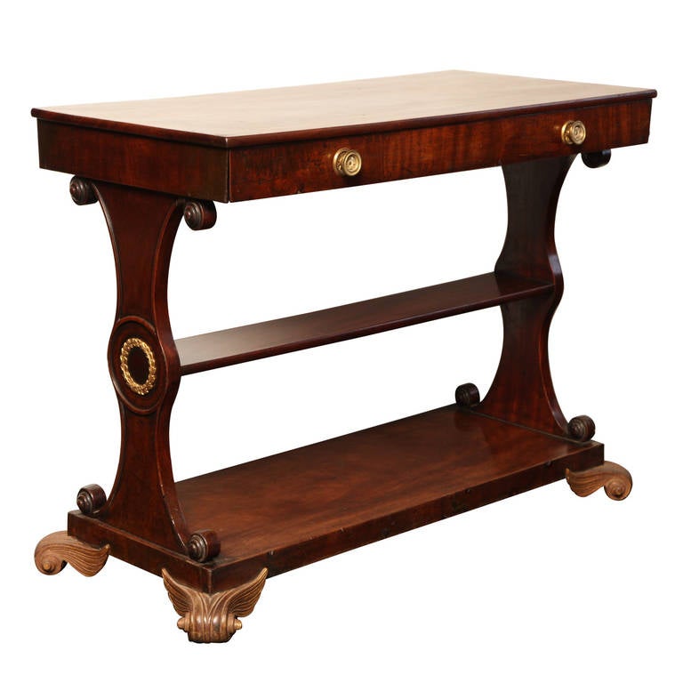 19th Century English Regency Mahogany Center Table For Sale