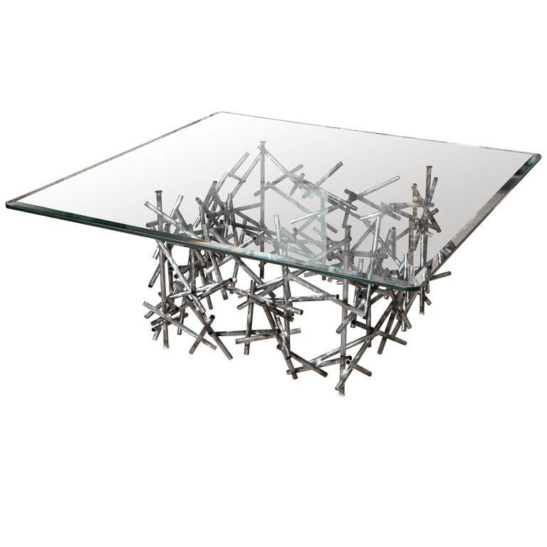 "Angular Momentum" Custom, Steel Coffee Table by Lou Blass For Sale