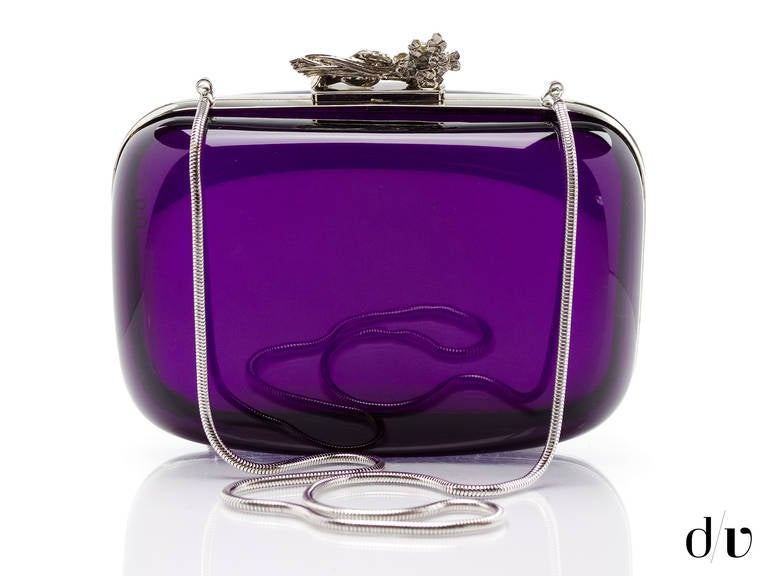 Vintage Purple Hard Resin Lucite Box Bag In Good Condition In San Diego, CA