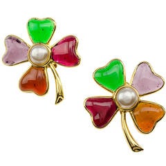 Chanel Vintage Poured Glass Earrings