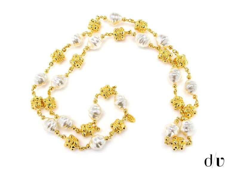 Chanel Vintage Pearl Filigree Necklace