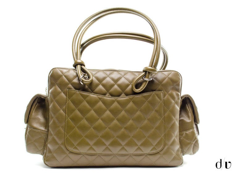 Women's Chanel Olive Green Python Reporter Bag For Sale