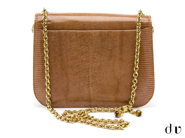 Gucci Vintage Lizard Skin Shoulder Bag In Good Condition For Sale In San Diego, CA