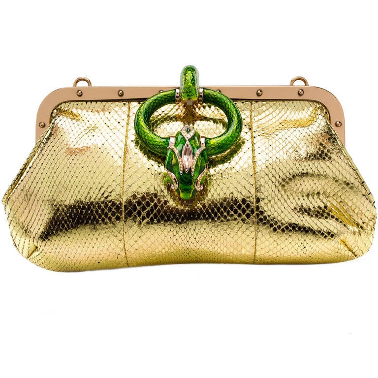 Gucci by Tom Ford Python Clutch Shoulder Bag For Sale