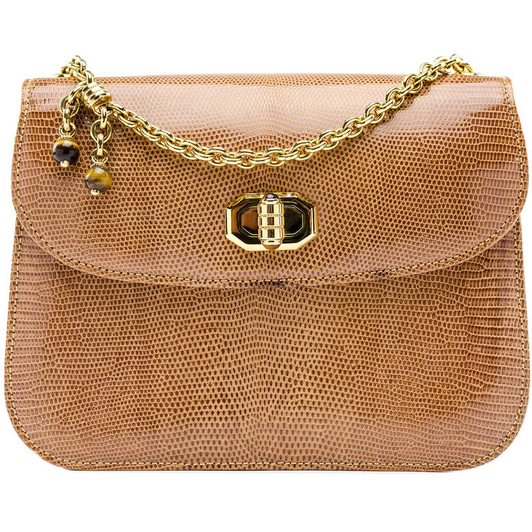 Gucci Vintage Lizard Skin Shoulder Bag For Sale