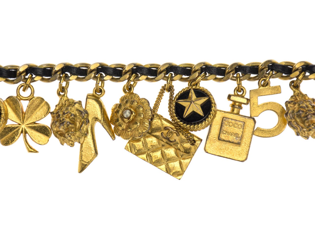 Chanel Vintage Gold Charm Bracelet In Excellent Condition For Sale In San Diego, CA