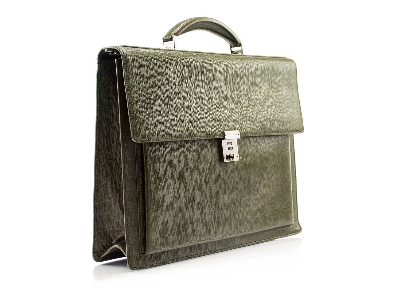 Salvatore Ferragamo Stamped Calfskin Leather Briefcase