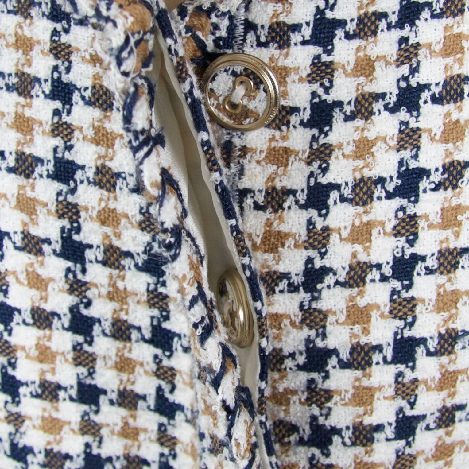 Chanel Boucle Jacket - navy, caramel, white and cream For Sale 1