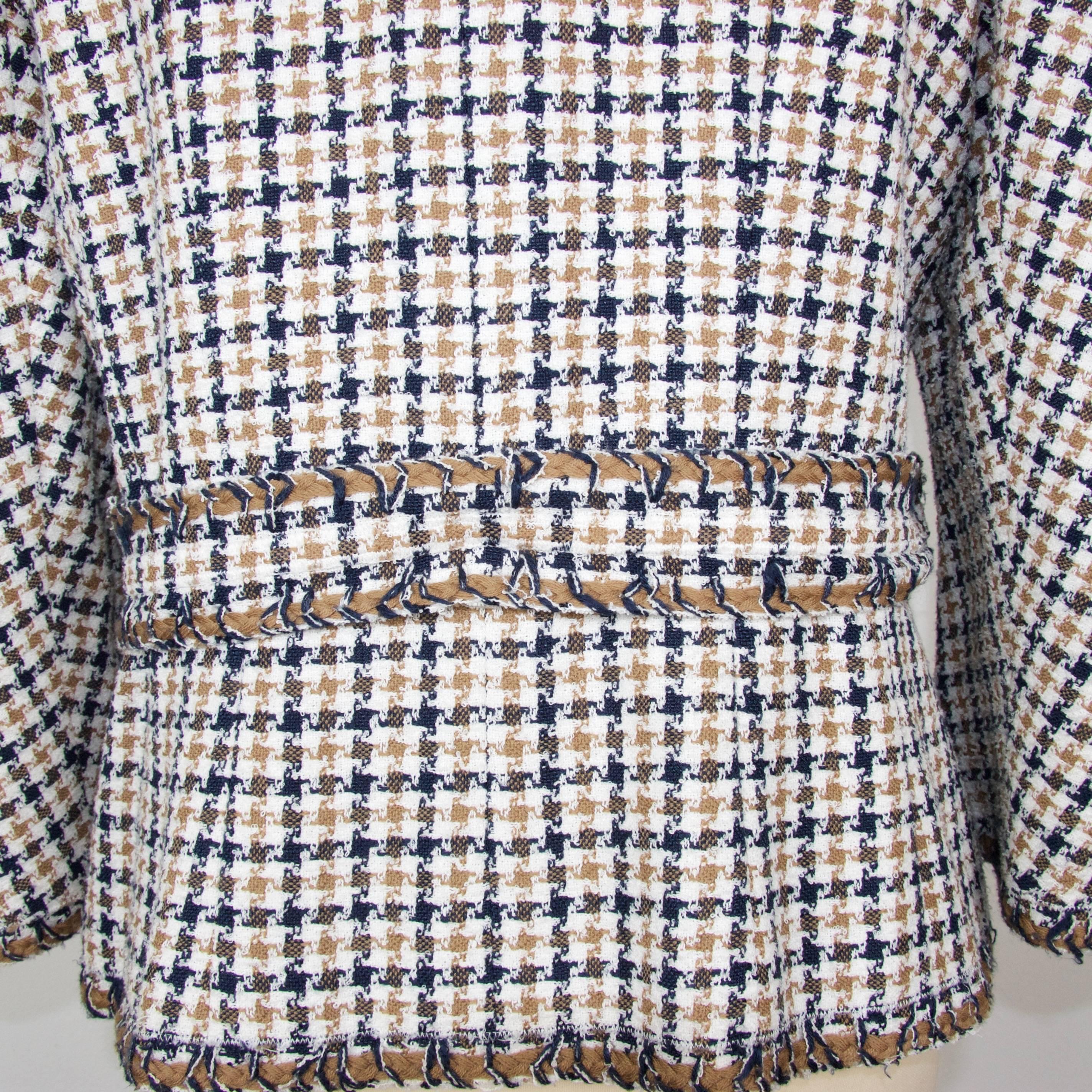 White Chanel Boucle Jacket - navy, caramel, white and cream For Sale