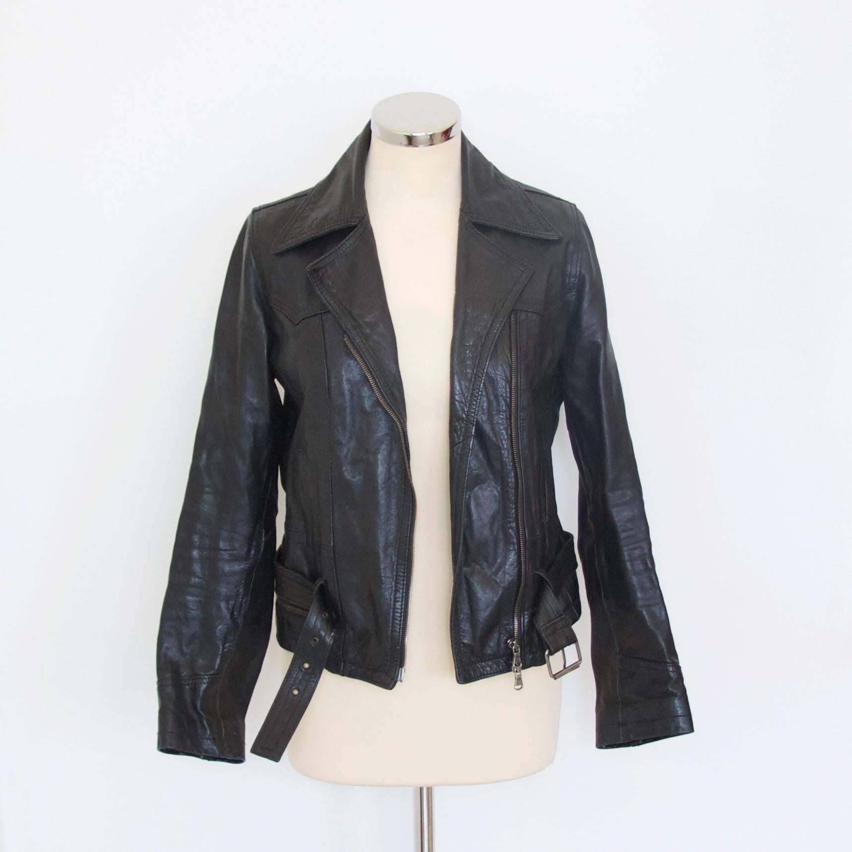 Adriano Goldschmied black leather jacket In Good Condition For Sale In London, GB