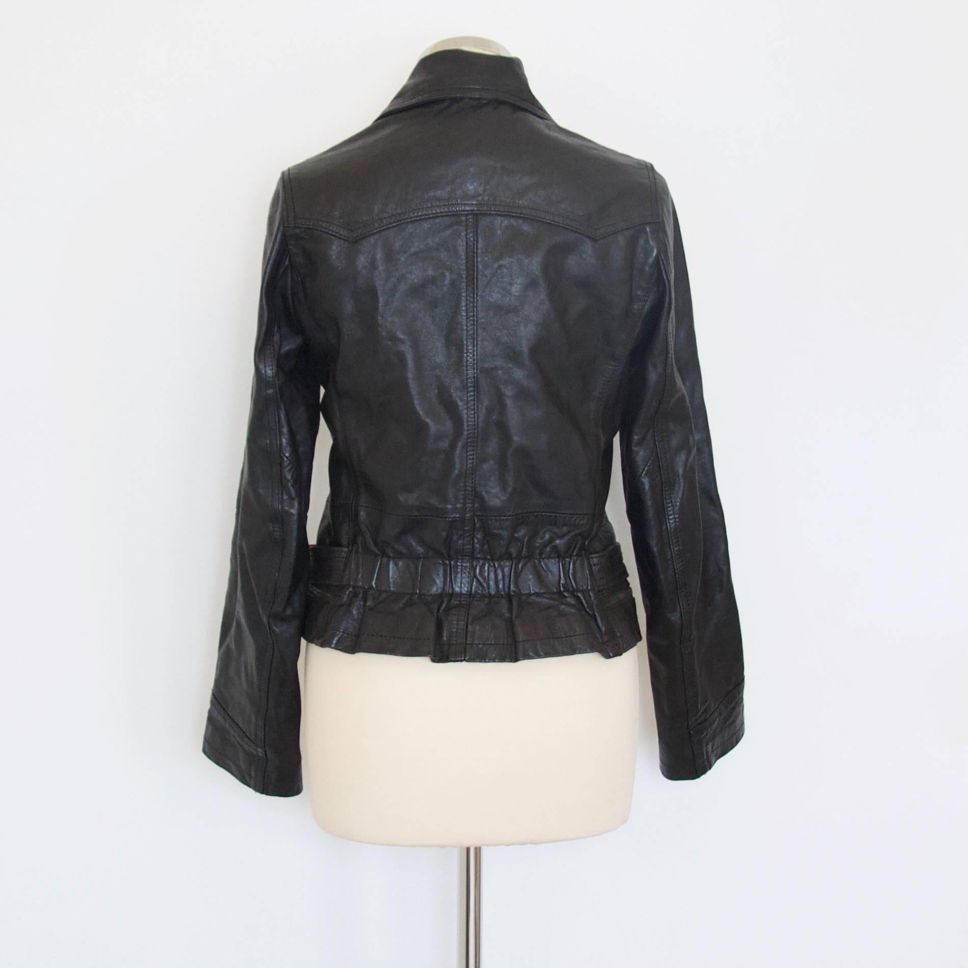 Black Adriano Goldschmied black leather jacket For Sale