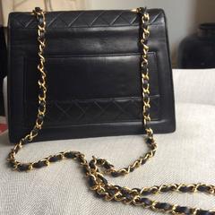 Chanel black lambskin quilted shoulder bag