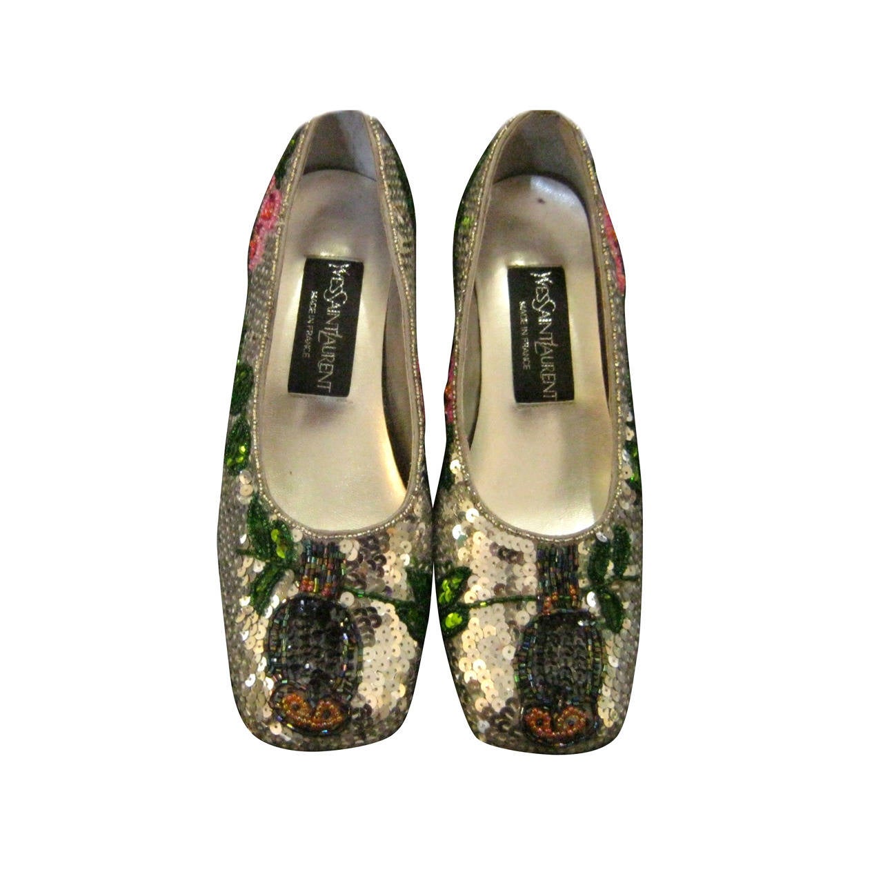 Yves Saint Laurent Vintage Silk Sequin Heels 38/38.5 main image 1