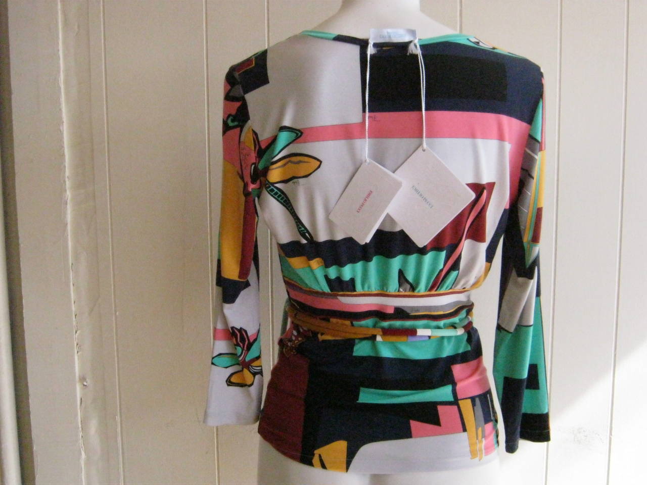 Emilio Pucci Top with Butterfly/Dragonfly Designs and Belt (M) NWT 5