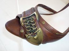 Christian Dior Brown Leather D'Orsay Logo Chain Pumps 39 With Box