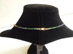 Natural Sapphire, Ruby and Emerald Necklace with 10K Yellow Gold Clasp 8" Drop
