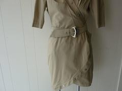 1980s Thierry Mugler Khaki Structured Wrap Dress (42 Fr)